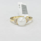 Estate Yellow Gold Pearl Solitare Ring