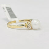 Estate Yellow Gold Pearl Solitare Ring