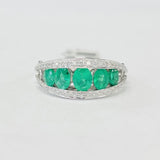Natural Emerald And Diamond Graduated Ring