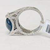 Platinum Golden Gate Bridge Daimond And Star Sapphire Ring