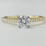 Venetti 14KT Yellow Gold Tidewater Diamond Classic Solitaire Ring – 1/2CT Round Brilliant Center with Accents