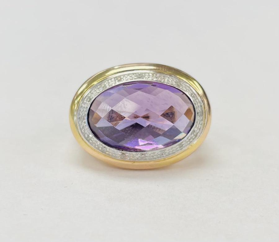 Estate Amthyst And Diamond Fashion Ring