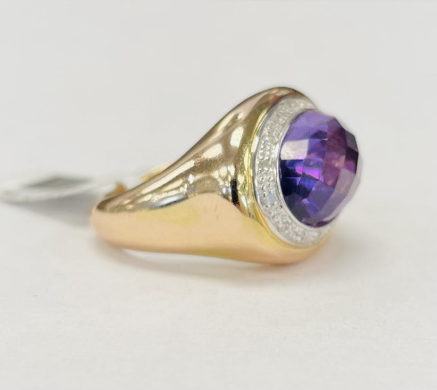 Estate Amthyst And Diamond Fashion Ring