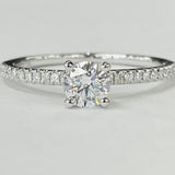 Venetti 14KT White Gold Tidewater Diamond Classic Solitaire Ring – 1/2CT Round Brilliant Center with Accents