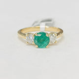 Past Present Future Three Stone Emerald Diamond Ring