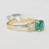 Past Present Future Three Stone Emerald Diamond Ring