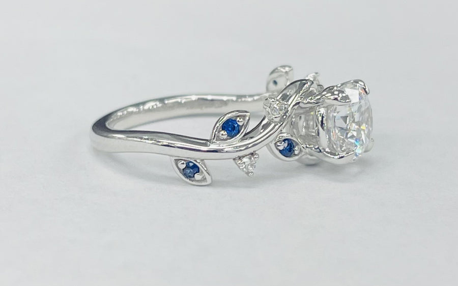 ArtCarved - Floral Inspired Diamond And Sapphire Setting