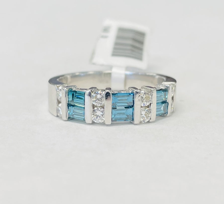 Estate Blue An White Diamond Band