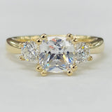 ArtCarved - Three Stone Cushion Diamond Setting