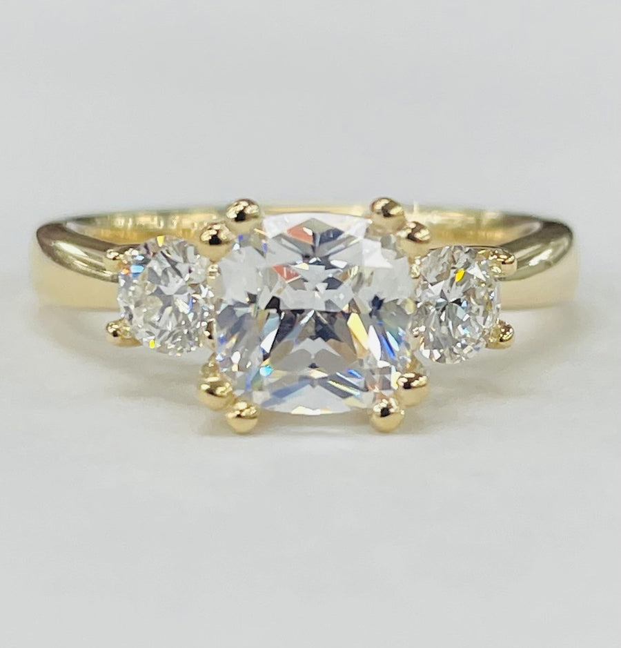 ArtCarved - Three Stone Cushion Diamond Setting