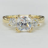 ArtCarved - Three Stone Cushion Diamond Setting