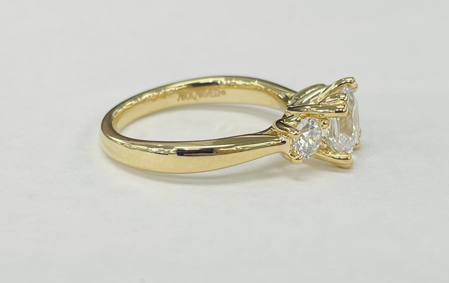 ArtCarved - Three Stone Cushion Diamond Setting