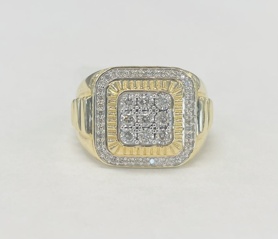 Rolex Style Square Diamond Mens Ring