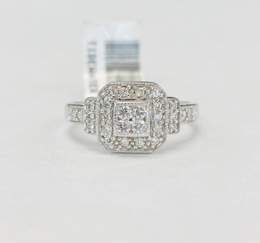 Square Halo Composite Diamond Ring