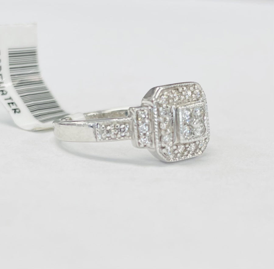 Square Halo Composite Diamond Ring