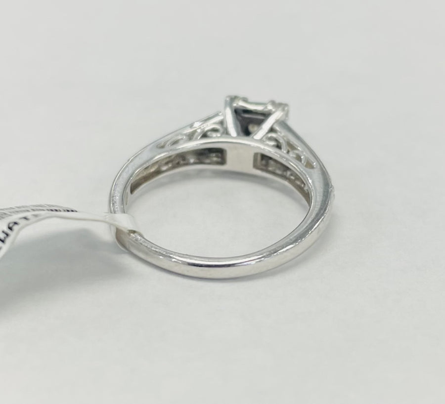 Round And Baghuette Composite Engagement Ring