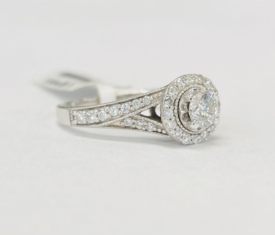 Modern Halo Diamond Engagement Ring