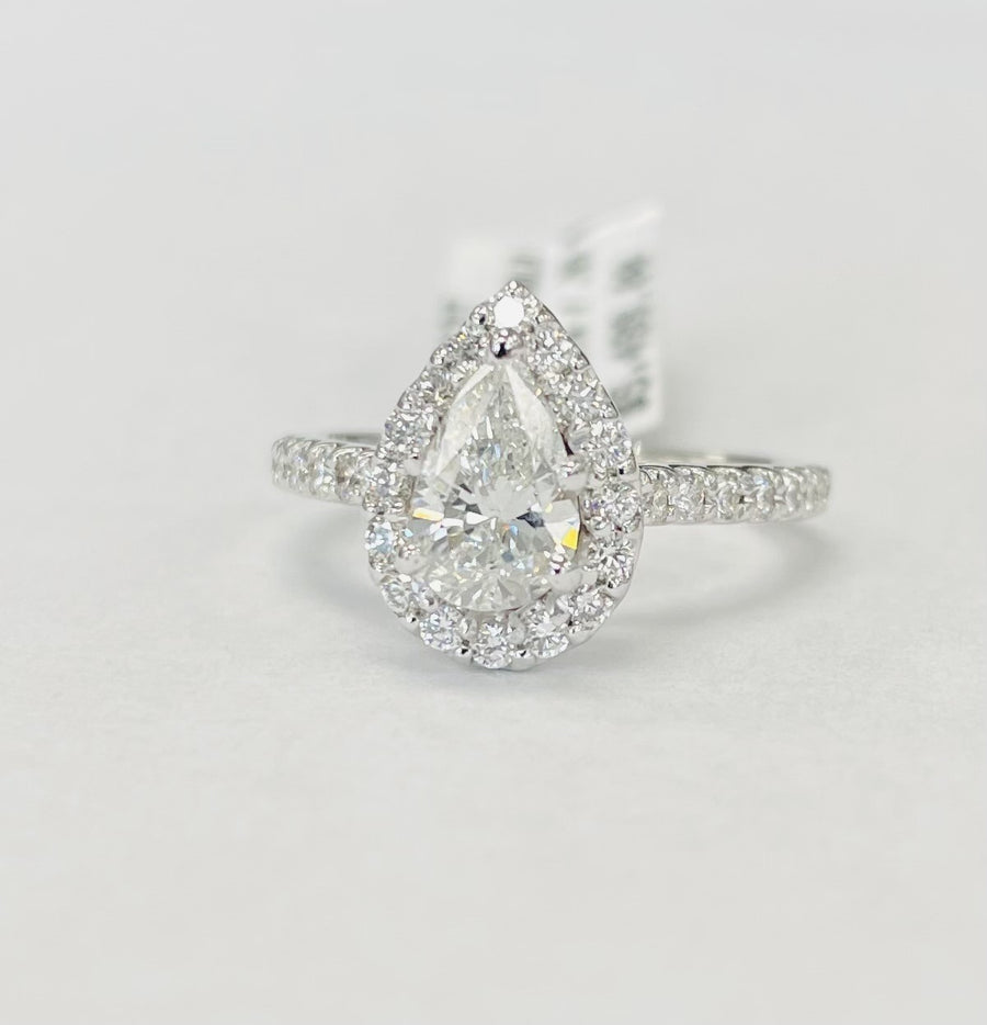 Pear Halo GIA Certified Engagement Ring