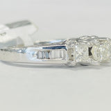 Princess Cut Three Stone Accented Engagement Ring