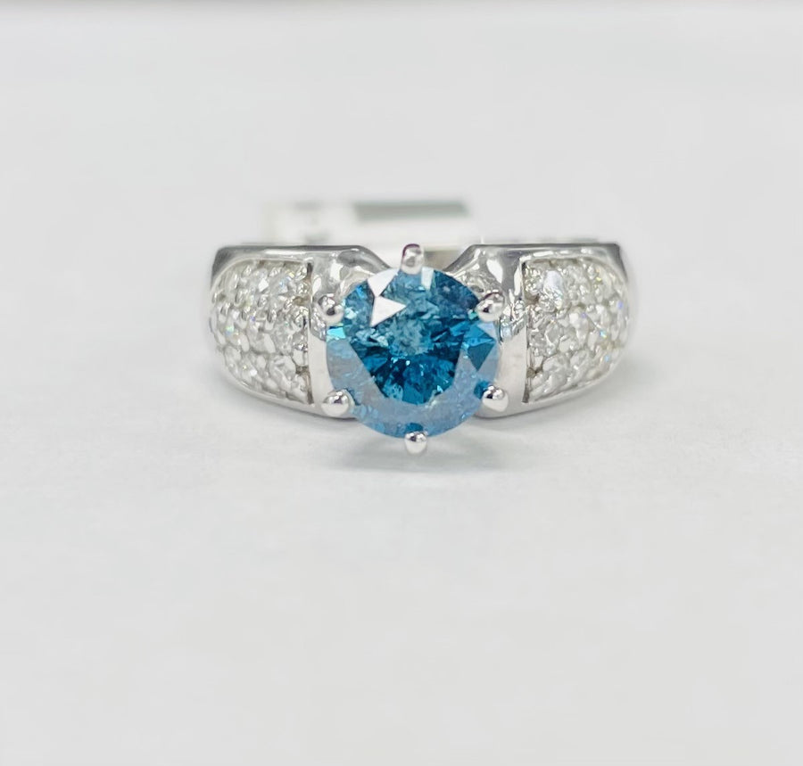 Blue Diamond 1 1/2CTW Engagement Ring