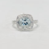 Estate Aquamarine Diamond Halo Ring