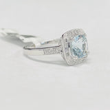 Estate Aquamarine Diamond Halo Ring