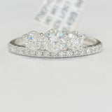 Three Stone Crown Diamond Engagement Ring