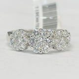18KT Three Stone Flower Diamond Engagement Ring