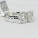 18KT Three Stone Flower Diamond Engagement Ring