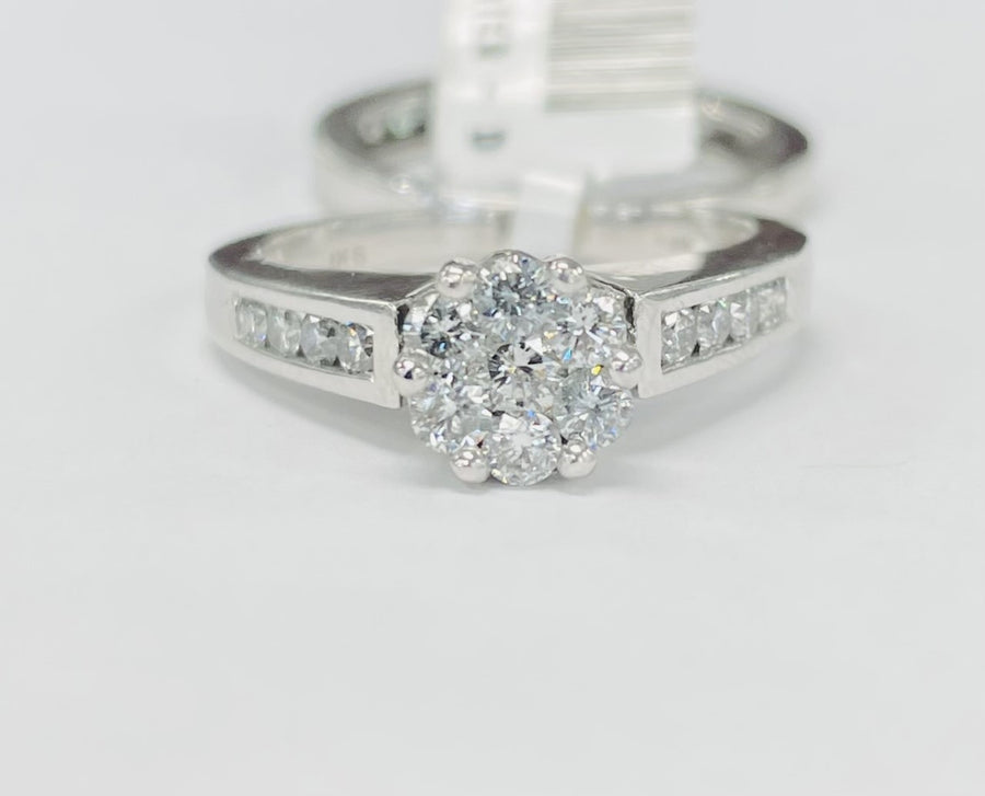 Flower Composite White Gold Diamond Wedding Set