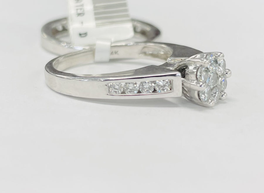 Flower Composite White Gold Diamond Wedding Set