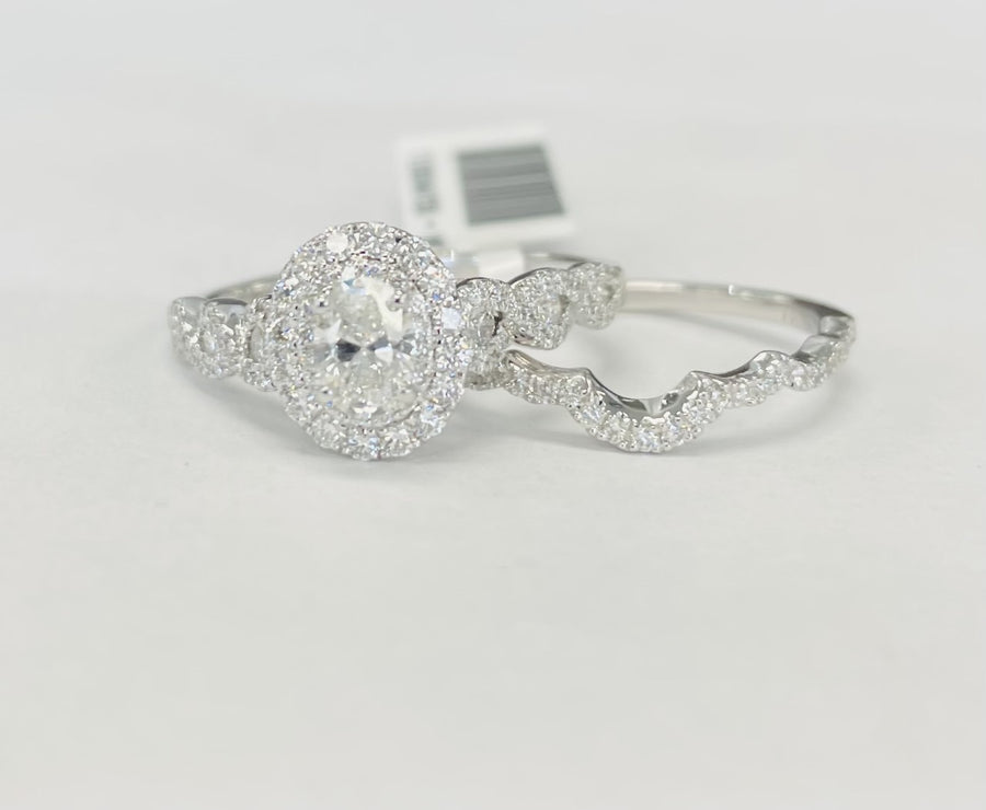 Neil Lane Oval Diamond Double Halo Wedding Set 1 1/3CTW