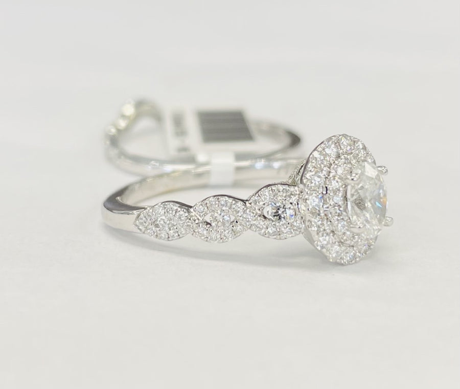 Neil Lane Oval Diamond Double Halo Wedding Set 1 1/3CTW