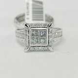 Quad Square Halo Diamond Wedding Set 1 1/2CTW