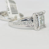 Quad Square Halo Diamond Wedding Set 1 1/2CTW