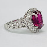 Platinum Rubellite And Diamond Halo Ring
