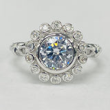 Noam Carver B170-01A – Floral Diamond Engagement Ring, 14K White Gold