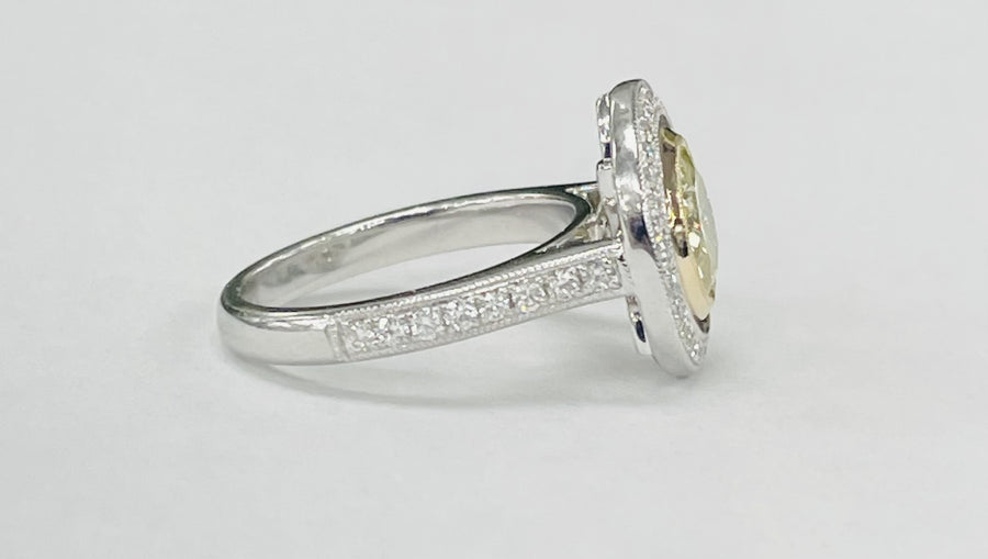 Noam Carver - Two Toned GIA Diamond Bezel Halo Engagement Ring