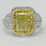 Estate 2.38CT VS1 Canary Yellow GIA Double Halo Ring