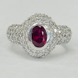 Estate Bezel Set Ruby And Pave Diamond Ring