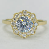 Noam Carver B243-01YA Floral Halo Engagement Ring – 14K/18K Yellow Gold, Diamond Accents
