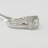 Princess Cut Halo Split Shank Accented 1CTW Diamond Engagement Ring