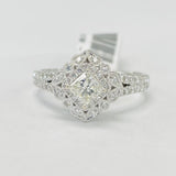 Princess Cut Double Halo Floral Style Diamond Engagement Ring
