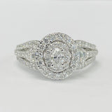 Oval Double Halo 1CTW Diamond Engagement Ring