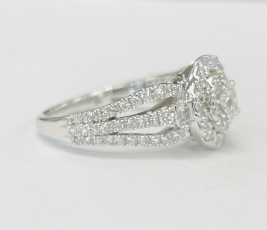 Oval Double Halo 1CTW Diamond Engagement Ring