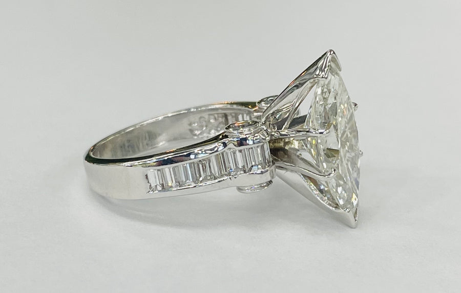 14KT White Gold 4 1/2CTW Marquise Diamond Estate RIng