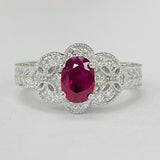 Vintage Inspired Filagree Ruby And Diamond Ring