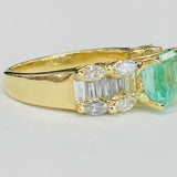 18KT Yellow Gold GIA Columbian Emerald And VS Diaond Ring