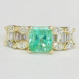 18KT Yellow Gold GIA Columbian Emerald And VS Diaond Ring