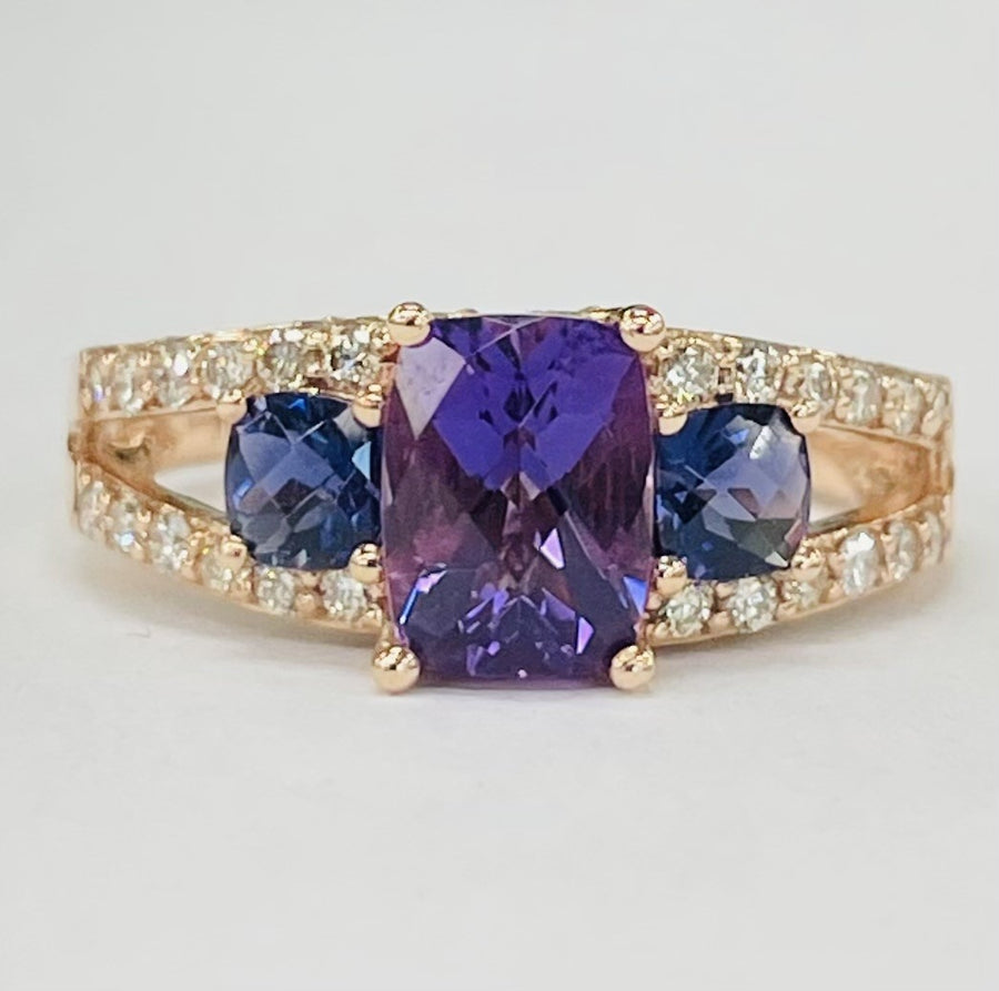 LeVian Rose Gold Amthyest And Tanzanite Diamond RIng